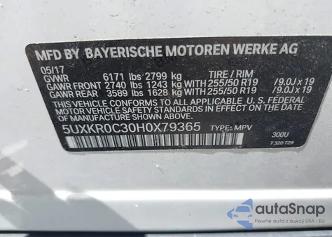 2017 BMW X5 xDrive35I from USA, damaged, VIN 5UXKR0C30H0X79365